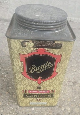 BUNTE FINE HARD CANDIES ANISE BALL ADVERTISING CANDY TIN 5 Pds 