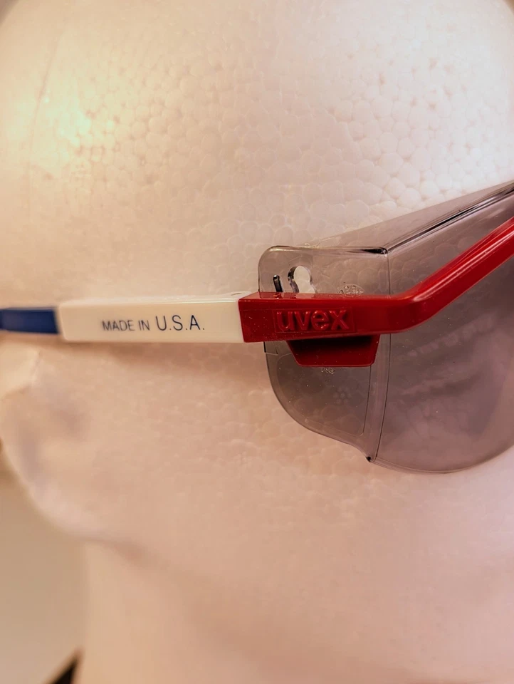 Gafas de seguridad UVEX Astrospec 3000 Patriot Frame LT lentes grises hechas en EE. UU. NOS Foto 4 de 4