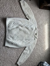 Blarney Woollen Mills Irish Aran Fisherman Cable Knit Sweater Size L