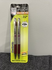 NEW 2 RED Zebra F-301 Ballpoint Stainless Steel Retractable Pen 0.7mm RED Ink
