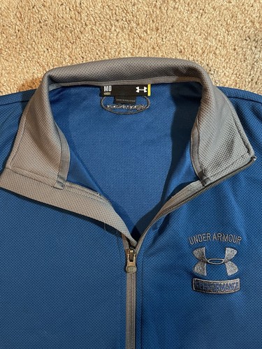 Under Armour Full Zip Mens Blue Collar Jacket Size MD Loose Athletic Outdoors - Picture 4 of 8