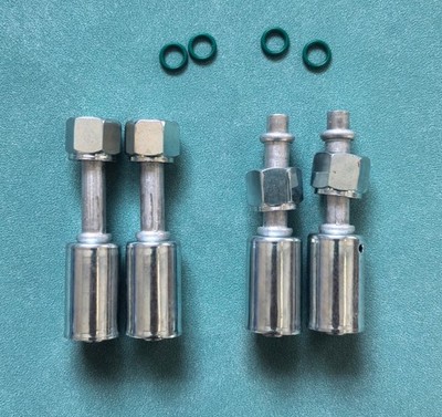 #6 A/C Beadlock Crimp on Fittings  Female O-rings Straight Standard Barrier Hose