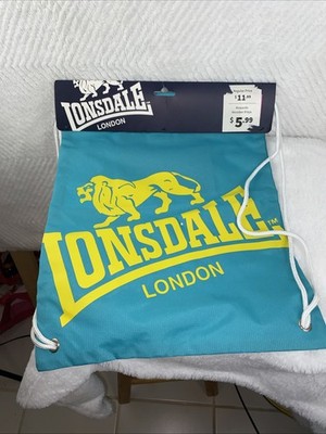 Lonsdale Printed Gym Sack Bag Unisex Blue/Yellow Big Logo Carry