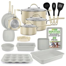 Nutrichef 20 Pcs Home Kitchen Cookware & Bakeware Set- Non-stick, High-quality