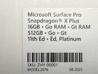 Microsoft Surface Pro Snapdragon X Plus 16GB RAM 512GB Gt 11th Ed • Ed, Platinum