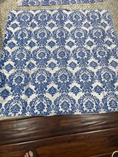 4 x 4 Square Table Cloth with Blue Pattern On White Background