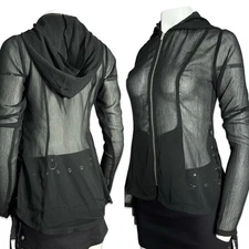 TRIPP NYC BLACK METAL GOTHIC WITCH PUNK CORSET SHEER HOODIE BLAZER JACKET VL4956