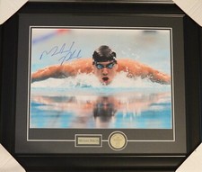 AUTO DPISPORTS MICHAEL PHELPS OLYMPIC FRAMED 16X20