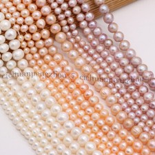 Natural White Pink Purple Freshwater Cultured Pearl Loose Beads 15'' Strand