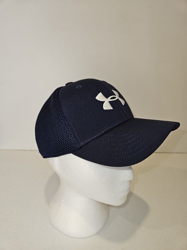 New UNDER ARMOUR UA Navy Blue Embroidered Logo Fitted Stretch Cap Hat Youth S/M - Picture 2 of 9