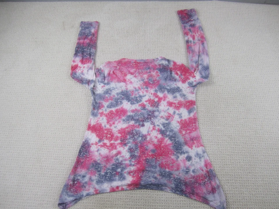Camisa BCG para mujer grande rosa gris tie dye manga larga cuello redondo ropa deportiva Foto 4 de 4