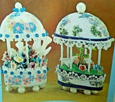 Vintage LeeWards SPRING CAROUSELS w BIRDS Bead Sequin Christmas Ornament Kit