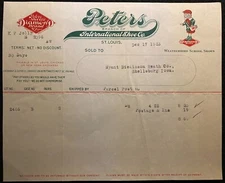 1923 **PETERS INTERNATIONAL SHOE CO** ST. LOUIS, MO. BILLHEAD+BOLD VIGNETTES!  