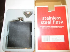 Stainless steel flask with funnel,new,in box, 6 fl.oz./177.4 ml capacity(Target)