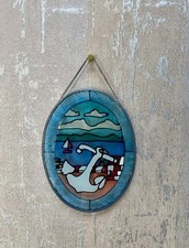 Suncatcher Glass Window Art of Anchor with Sailboat