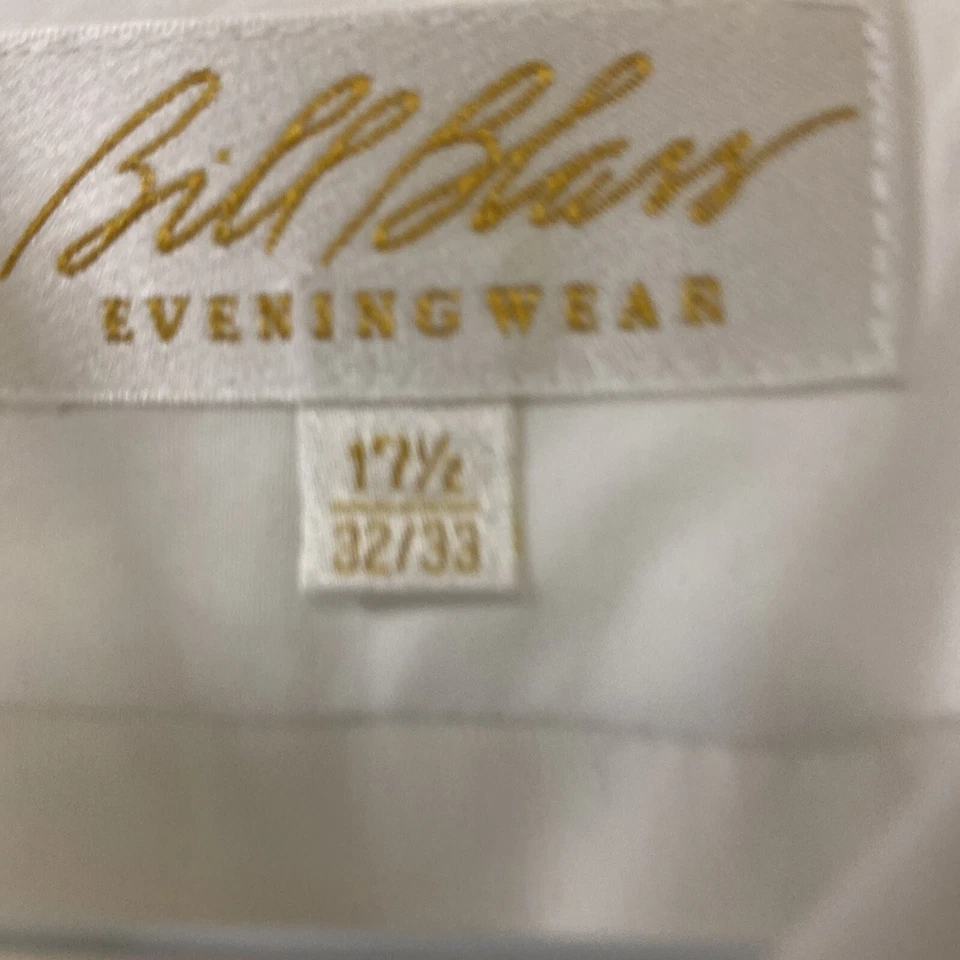 Bill Blass Eveningwear Men's 17 1/2  White Long Sleeve Pleated Shirt Pima Cloth - Image 3 of 4