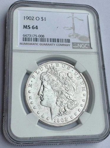 1902-O Morgan Silver Dollar NGC MS64 - Nice White! #008