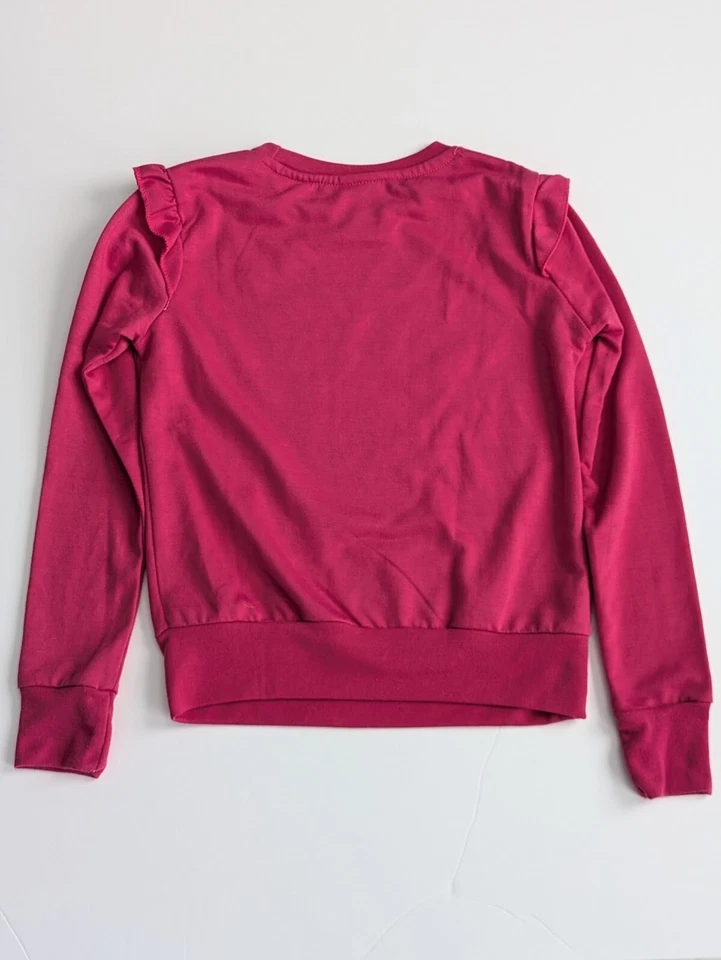 Y2K Bebé Phat Niñas Talla 5/6 Pull Over Top Hombros con Volantes Logo Arco Iris Rosa Foto 3 de 4