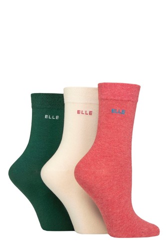 Womens Cotton Socks Elle 4-8 Plain and Striped Smooth Toes Many Colours- 3 Pairs - Picture 31 of 44