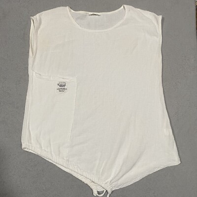 Imagine Sleeveless Top One Size White Knit Assymetrical Designer Lagenlook