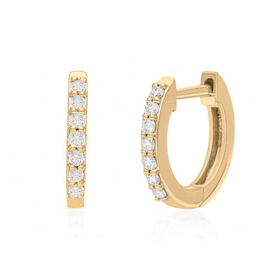 ECHTE DIAMANT HUGGIE CREOLEN 12 MM OHRRINGE 14 K GOLD EDLER SCHMUCK