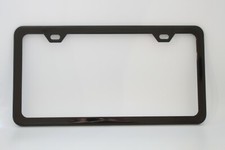 Plain License Plate Frame - Black Premium Powder Coated Metal - 2 Hole