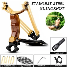 HIGH VELOCITY WRIST SLINGSHOT Catapult Powerful Hunting Sling Shot with 100 Ammo