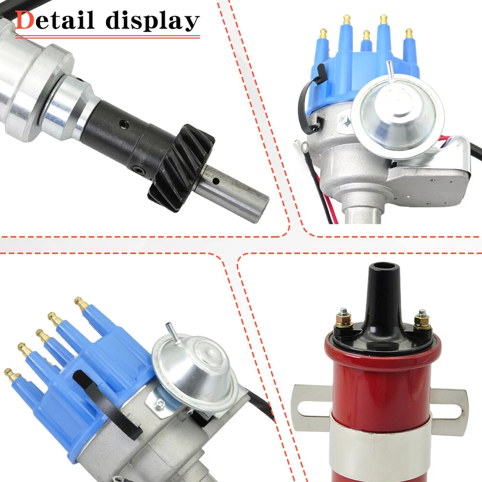 FOR FORD 289 302 BLUE Small Cap HEI Distributor +Coil+UNIVERSAL SPARK PLUG WIRES - Image 3 of 4