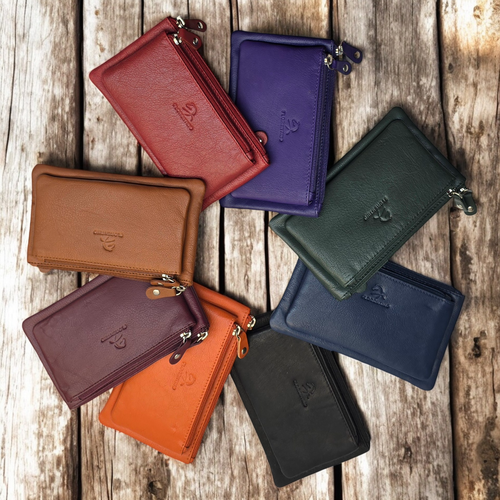 Unisex Genuine Soft Leather Coin Pouch Purse Wallet Key Holder RFID Protected - Picture 3 of 116