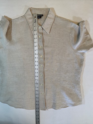 Lands End Womens 16 100% Linen Button Up Blouse Short Sleeve Casual Ladies Top - Picture 6 of 10