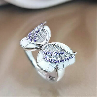 Amethyst Butterfly .925 Sterling Silver Ring Sizes 5-10