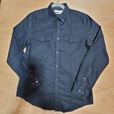 Calvin Klein mens long sleeve shirt Dress Shirt Black Size M Liquid Cotton