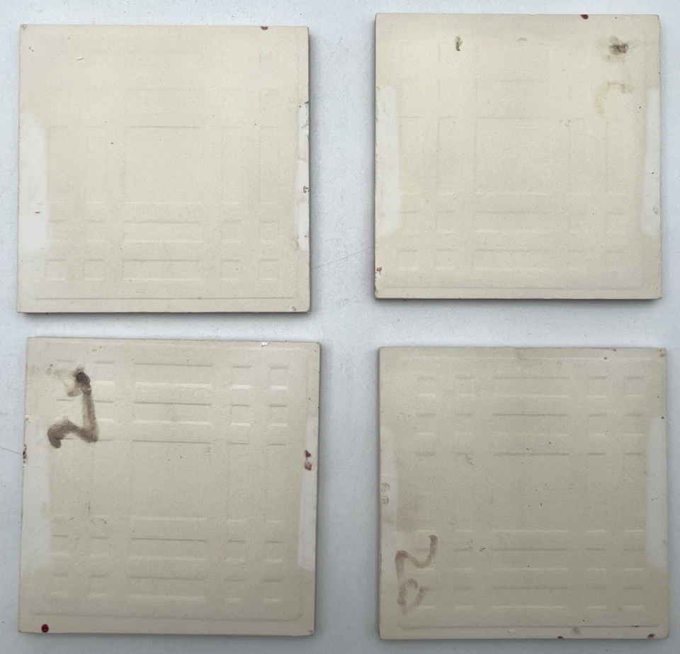 (14) ART NOUVEAU TILES 6" X 6" BURGUNDY, GREENS & YELLOW REPRODUCTION - Image 3 of 4