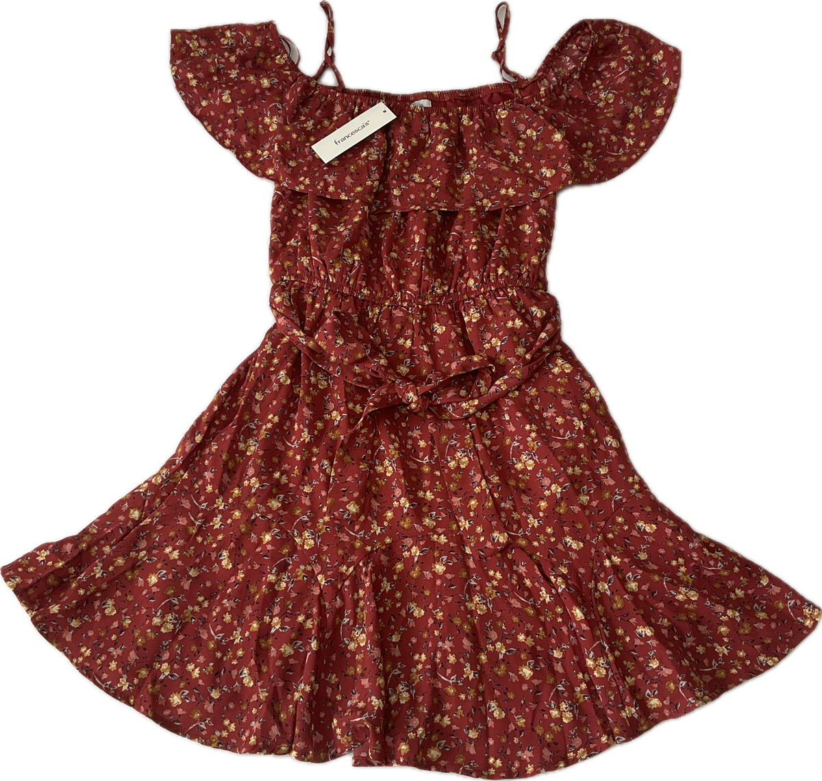 blue rain floral dress Womens Size 2XS Multicolor Red Sleeveless Fit And Flare fitted bust collection-summerdresses Elegant Baby Blue Sequin US Size:6