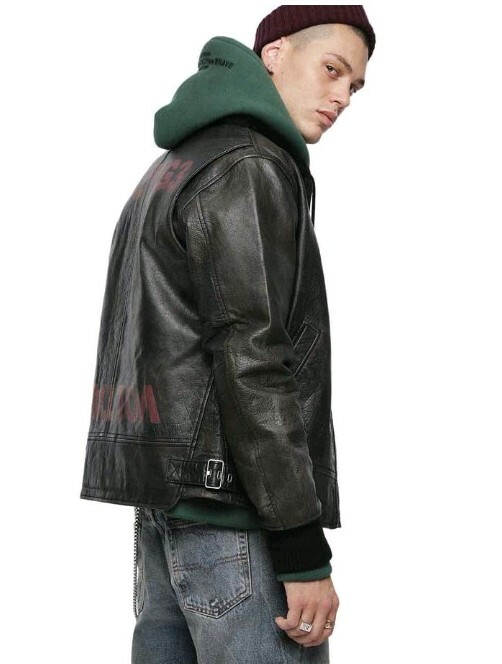 DIESEL L-BOWDRE-PAINTペイントレザーライダースジャケットL DIESEL - DIESEL L-BOWDRE-PAINTペイントレザーライダース