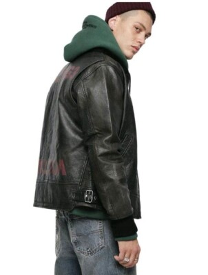Diesel Mens L-Bowdre Paint Leather G-1 Jacket Size L | eBay