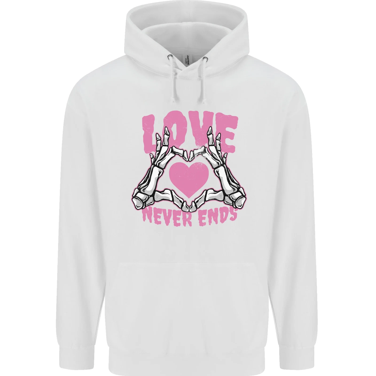 Felpa con cappuccio uomo Love Never Ends gotica San Valentino 80% cotone