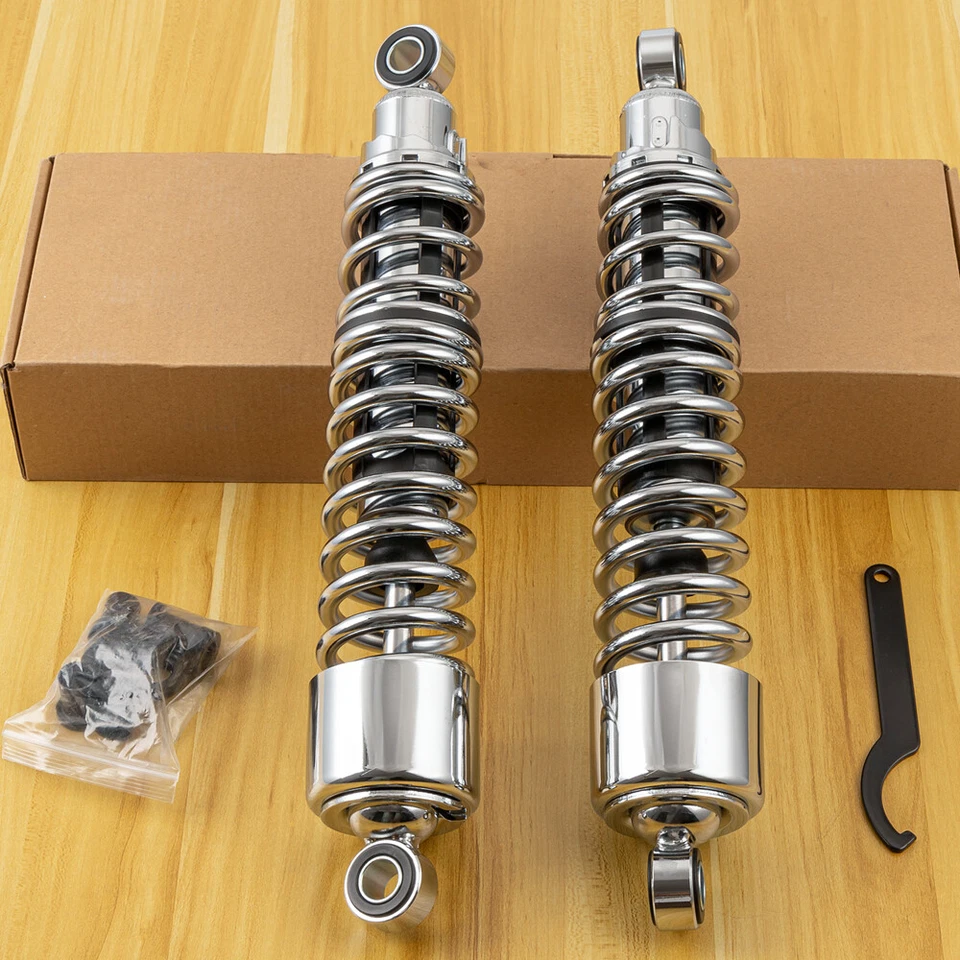 Chrome 15" Rear Shocks Absorbers For Harley Sportster XL 1200 883 Softail Fatboy Foto 2 de 4