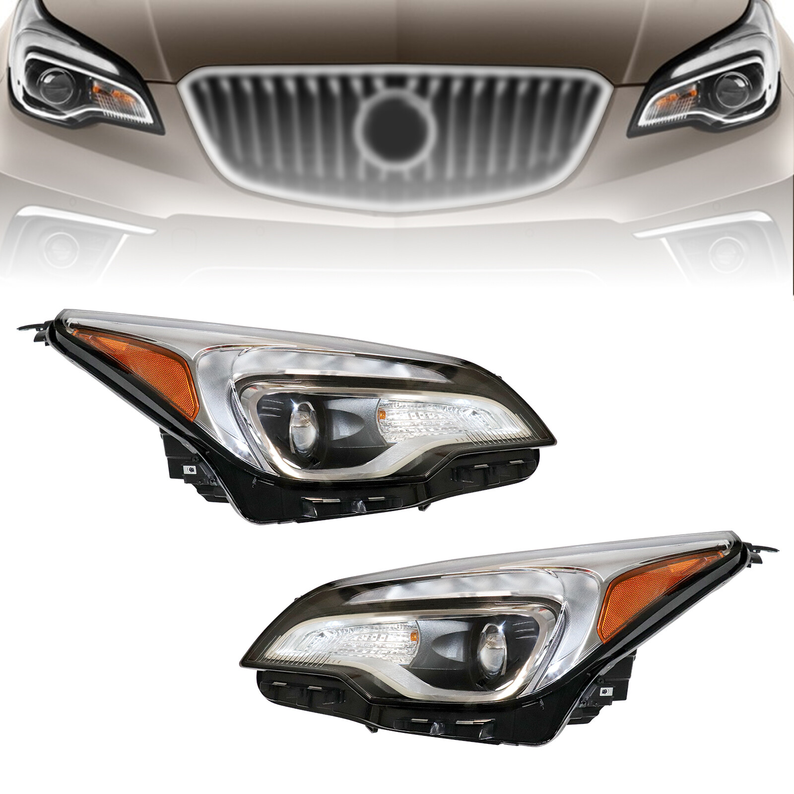 1 Pair Headlamp Left+Right Headlight Assembly For Buick Envision 2016 2017 2018
