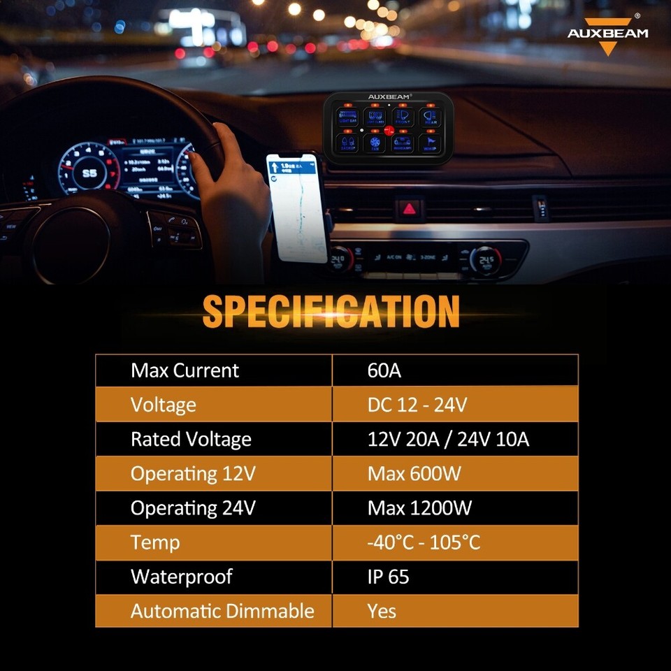 Auxbeam 8 Gang Circuit Control System Box On-Off LED Car Touch Switch ...