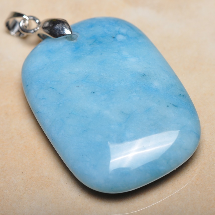 Blue Caribbean Larimar Jasper 925 Sterling Silver Clasp 1.75