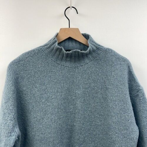 Jenni Kayne Alpaca Mockneck Long Sleeve Pullover Sweater Minimalist Blue Large - 第 4/10 張圖片