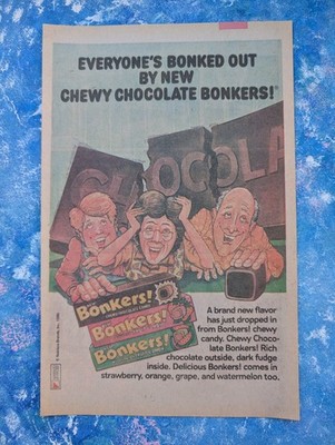Vintage Bonkers! Chewy Chocolate Candy 1986 Nabisco Werbung - siehe Details