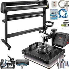 12x15in 8-in-1 heat press & 53in vinyl cutter for DIY projects