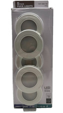 Plug-In 5-Light White Dimmable Integrated LED Under Cabinet Puck Light w/ J-box