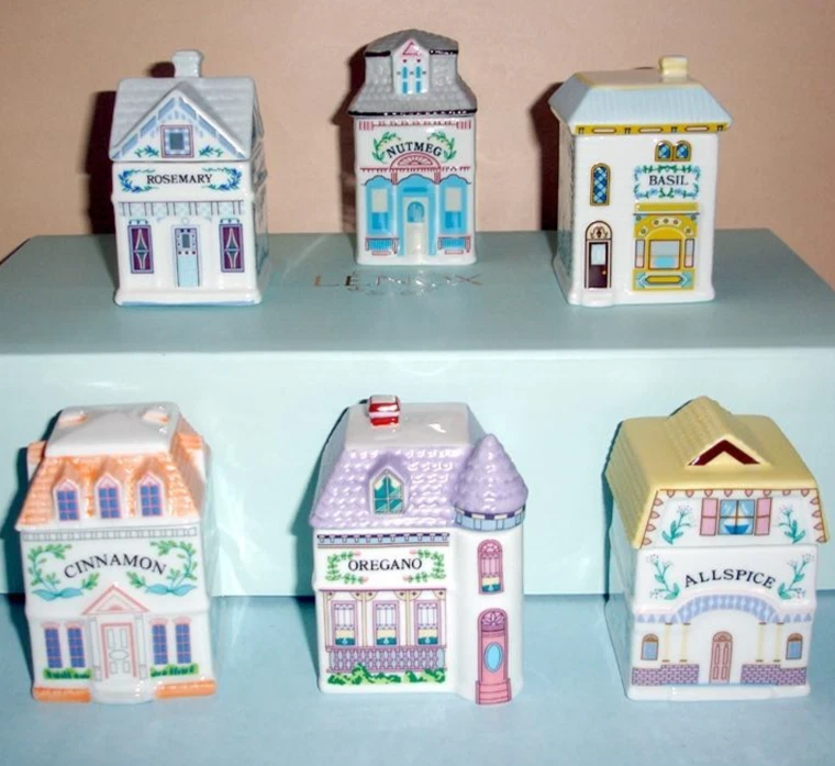 Lenox Spice Village 6 Piece Spice Jar Set Garden District 2nd Edition New In Box