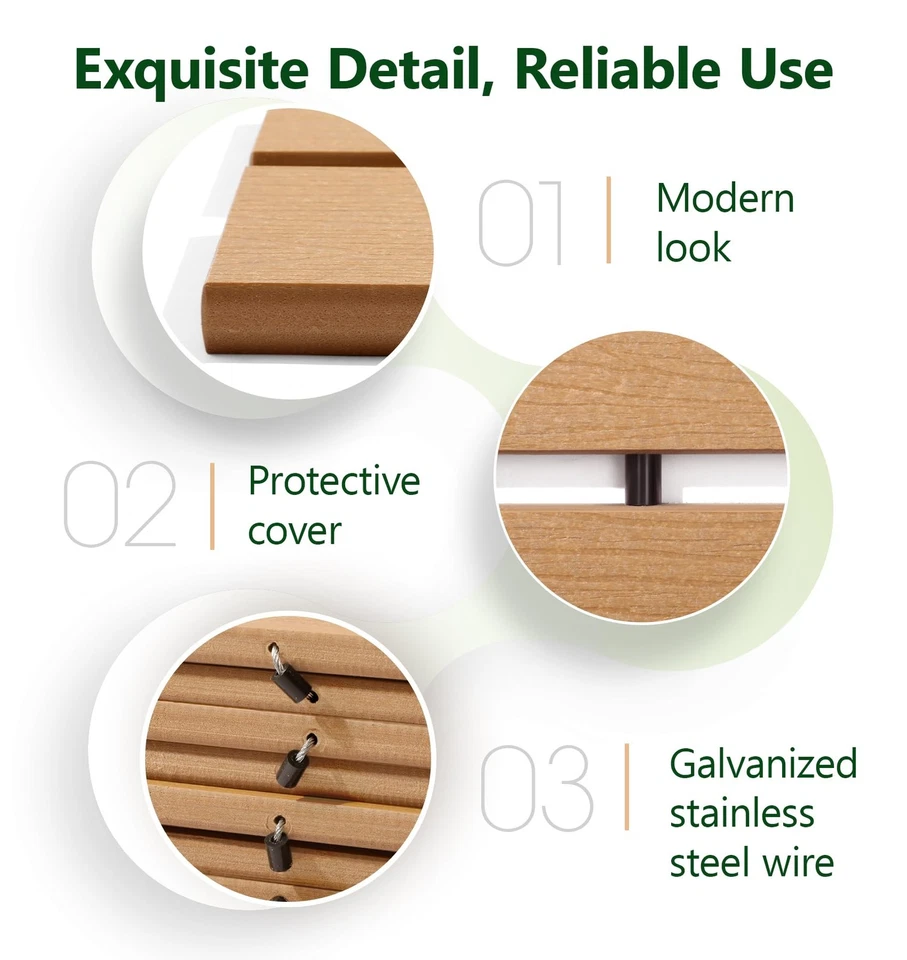 Sendero de jardín de 8 pies, pasarela exterior HDPE con aspecto de madera, comp... Foto 3 de 4