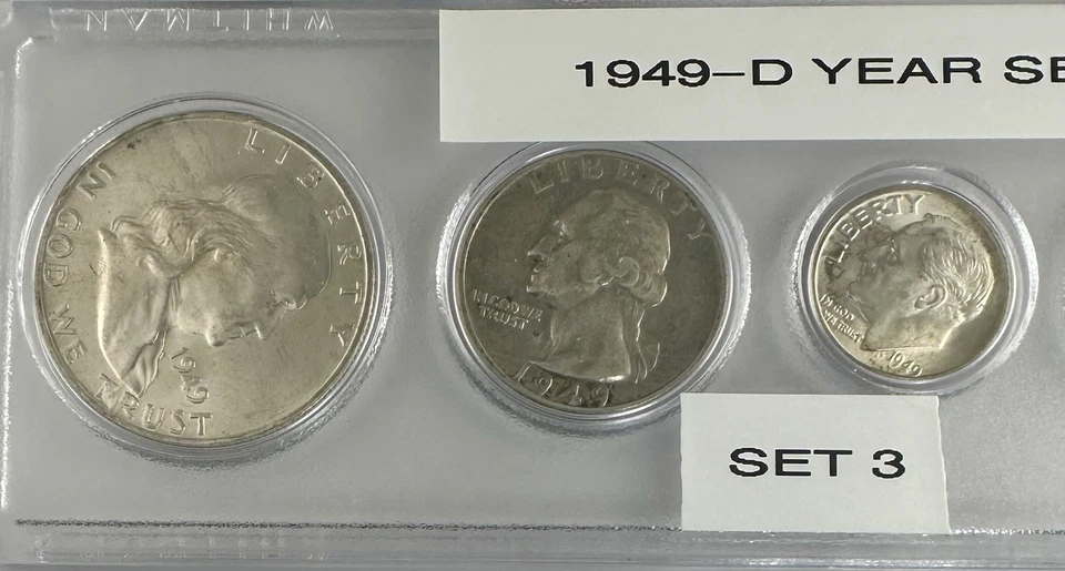 1949-D Mint 5-Coin Year Set – AU/BU – 90% Silver – Denver Mint Set #3 - Image 2 of 4