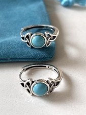 Sterling Silver Turquoise Hoop Earrings 925 CelticKnot Detail