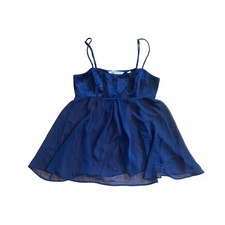 Satin Chiffon Babydoll Camisole Top Victoria's Secret Navy Blue Floral Small